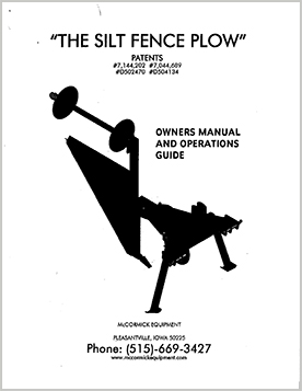 Silt Fence Plow Owners Manual